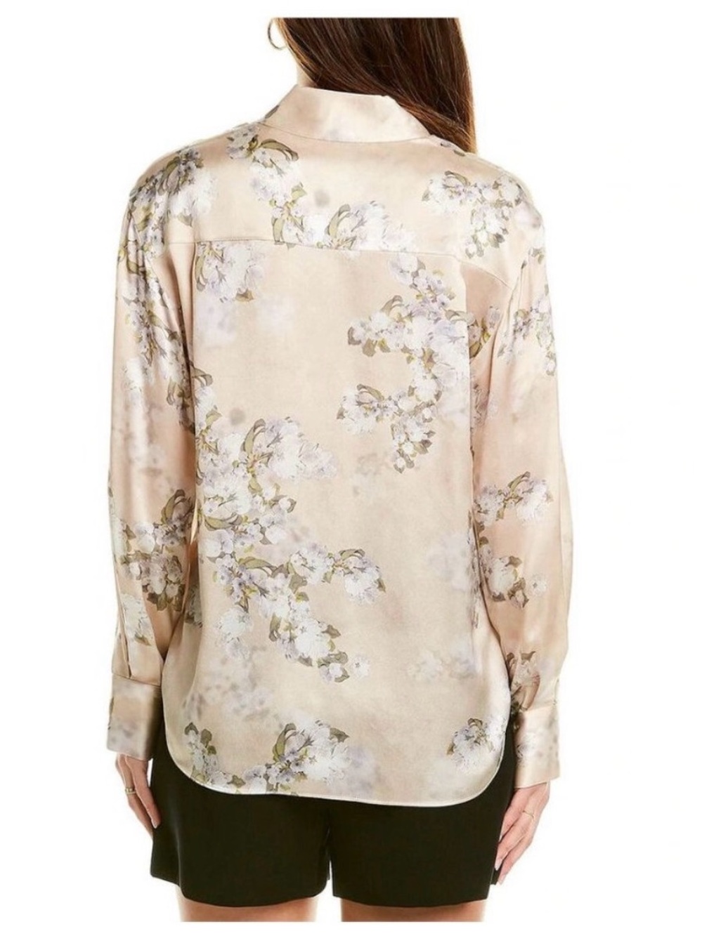 VINCE Hazy Blossom Long Sleeve Button-up Silk Blouse. Size Large - Picture 2 of 11